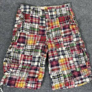 Benjamin Bixby Madras Plaid Shorts Men 32 Cargo Andre 3000 Preppy Beach Golf Y2K